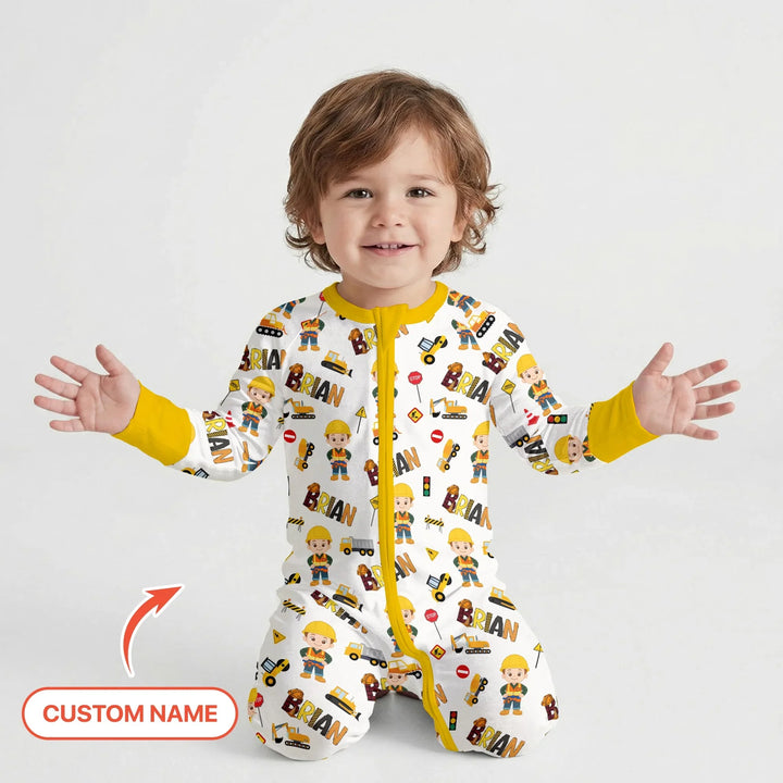 Custom Name Doodle Little Builder Bamboo Convertible Zippy