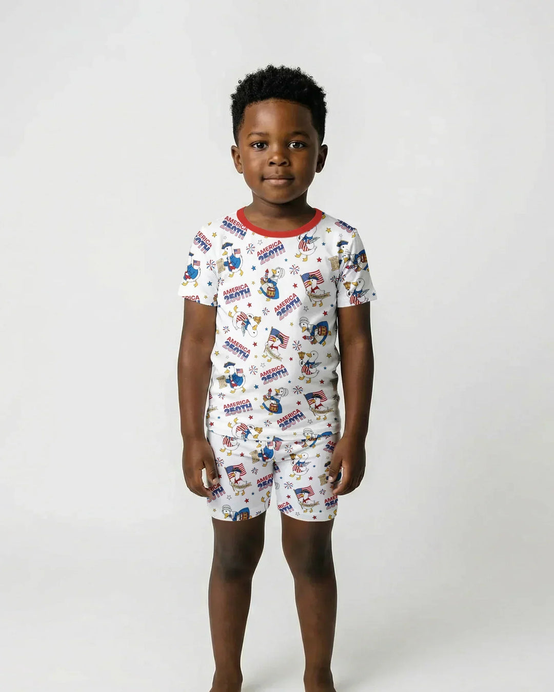Patriotic Goose Celebrating 250 Years Bamboo Two Piece Short Sleeve Shorts Pajama Set