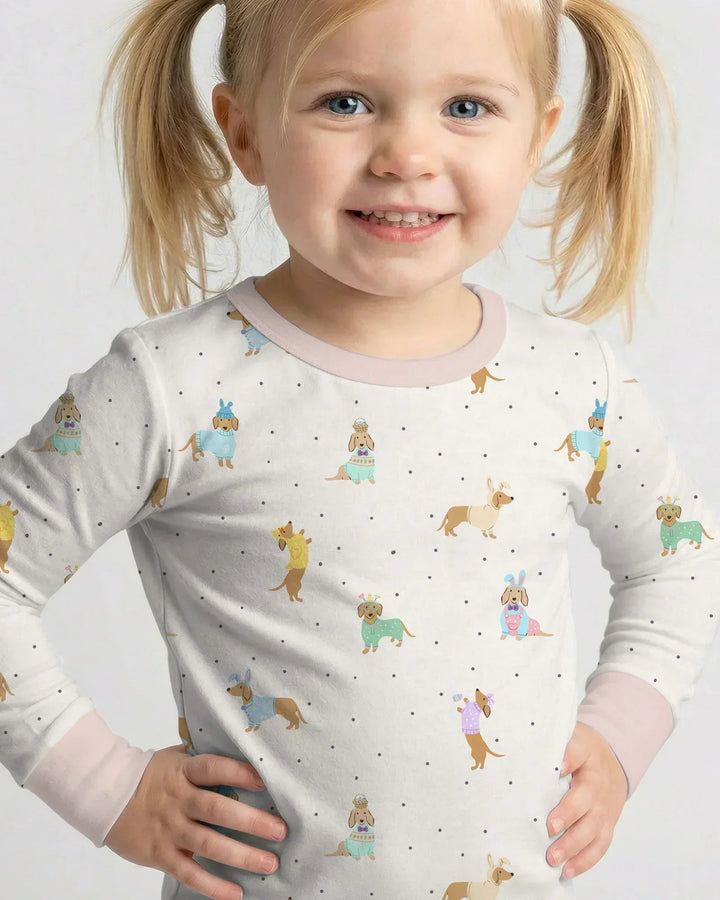 Easter Dachshund Bamboo Two Piece Long Sleeve Pajama Set