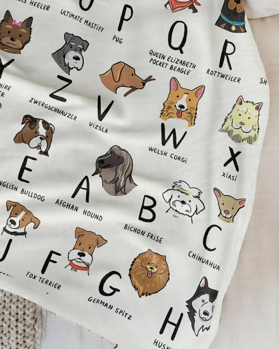 Funny Dogs Alphabet Bamboo Blanket