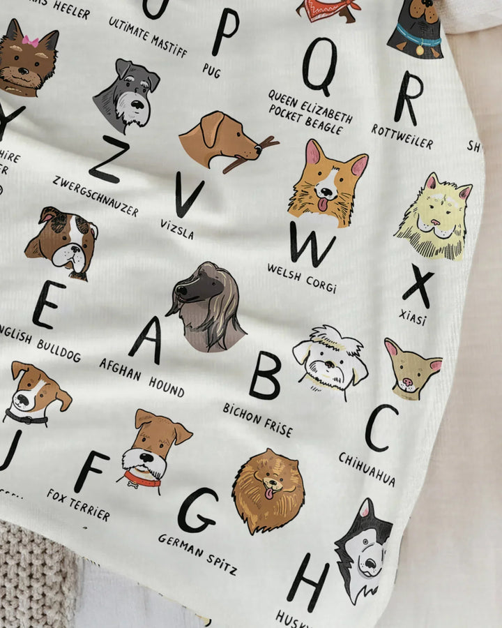 Funny Dogs Alphabet Bamboo Blanket