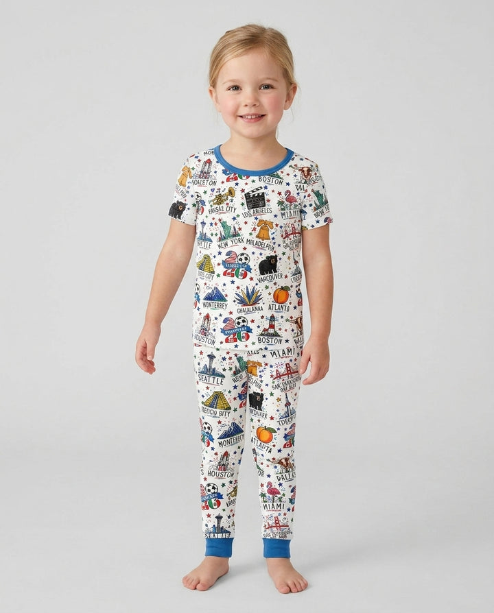 2026 Soccer Cup Host Citties Bamboo Two Piece Short Sleeve Pajama Set