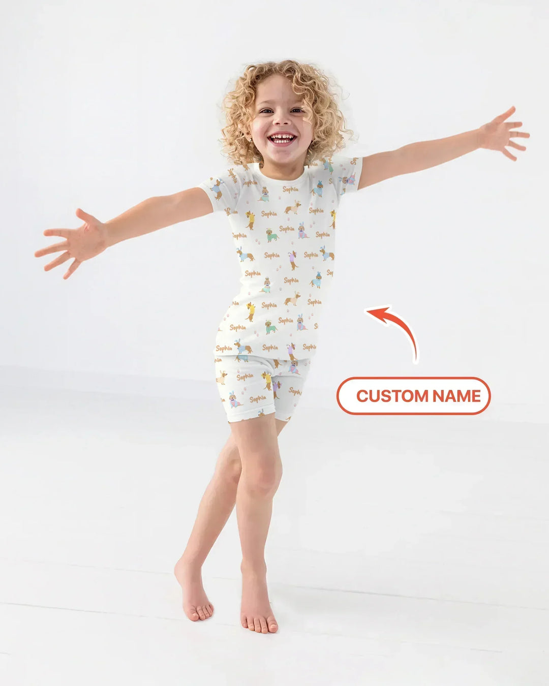 Custom Name Easter Dachshund Bamboo Two Piece Short Sleeve Shorts Pajama Set