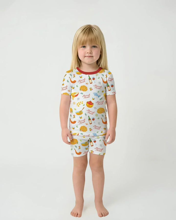 Shanah Tovah Family Matching Bamboo Two Piece Short Sleeve Shorts Pajama Set