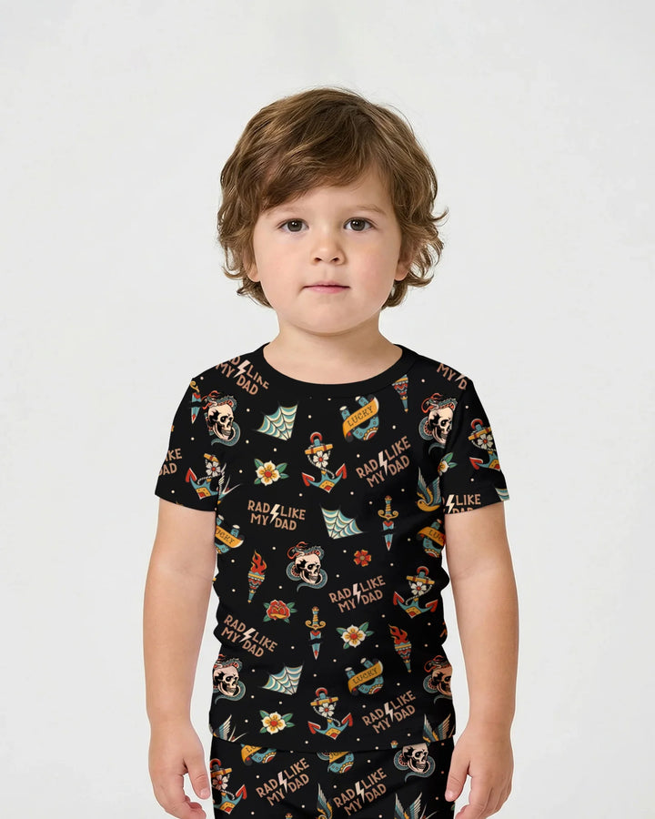 Rad Dad Society Daddy & Me Matching Bamboo Two Piece Short Sleeve Shorts Pajama Set