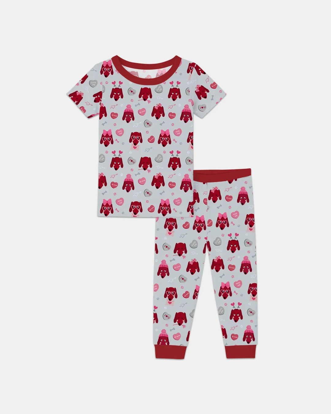Dachshund Is My Valentine Bamboo Two Piece Short Sleeve Pajama Set