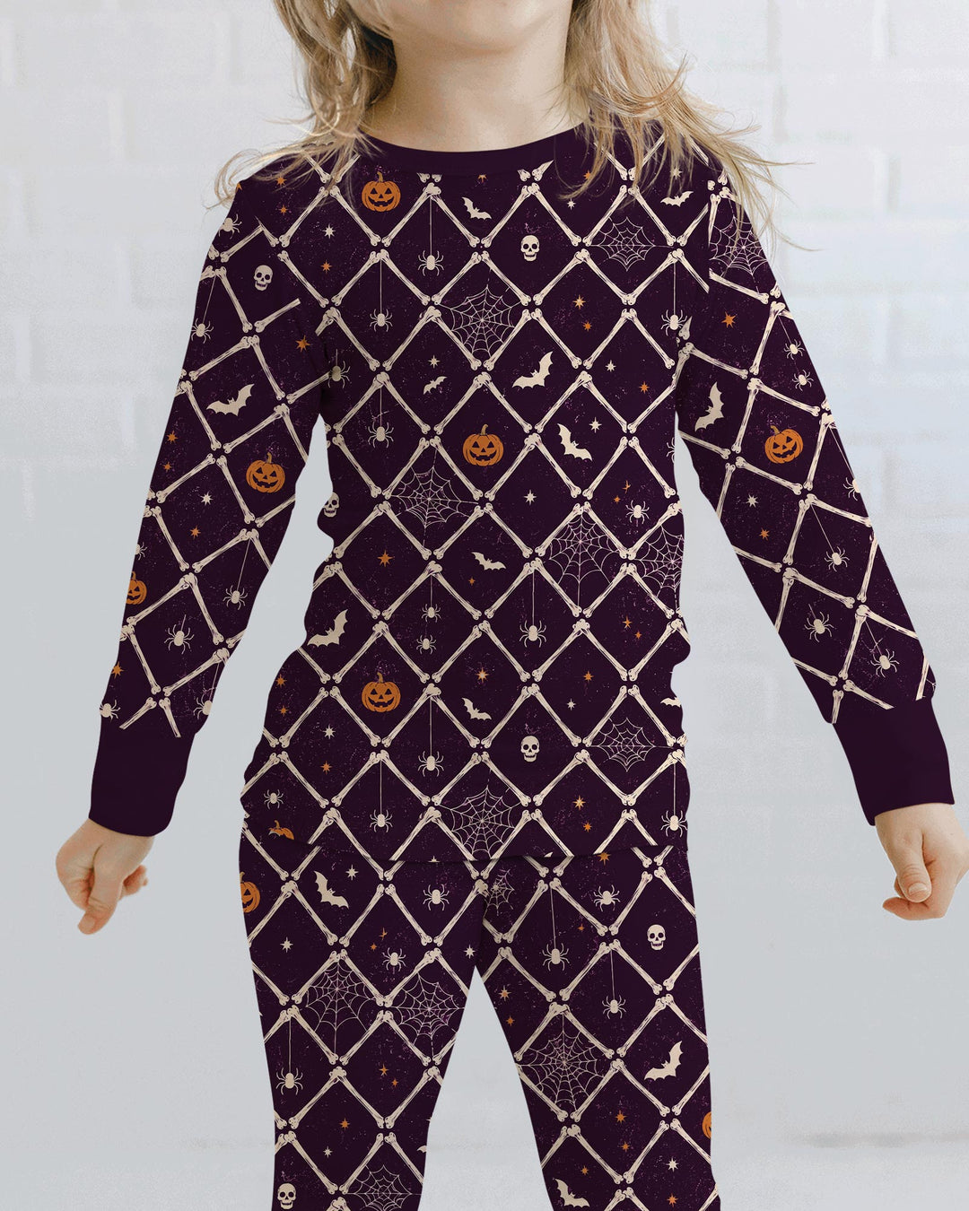 Gothic Skeleton Bones Spooky Halloween Bamboo Two Piece Long Sleeve Pajama Set