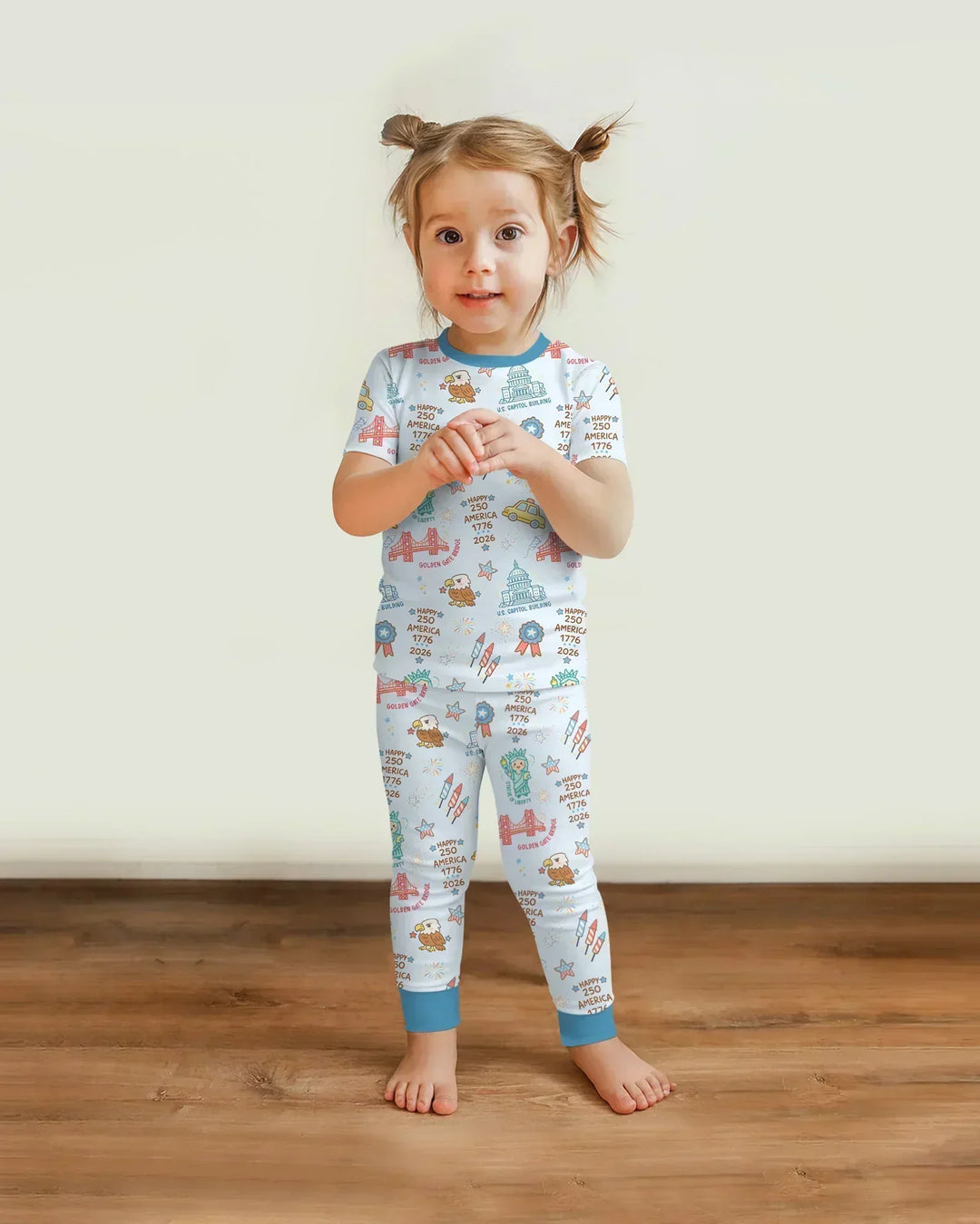 250 Years Of Freedom Bamboo Two Piece Short Sleeve Pajama Set