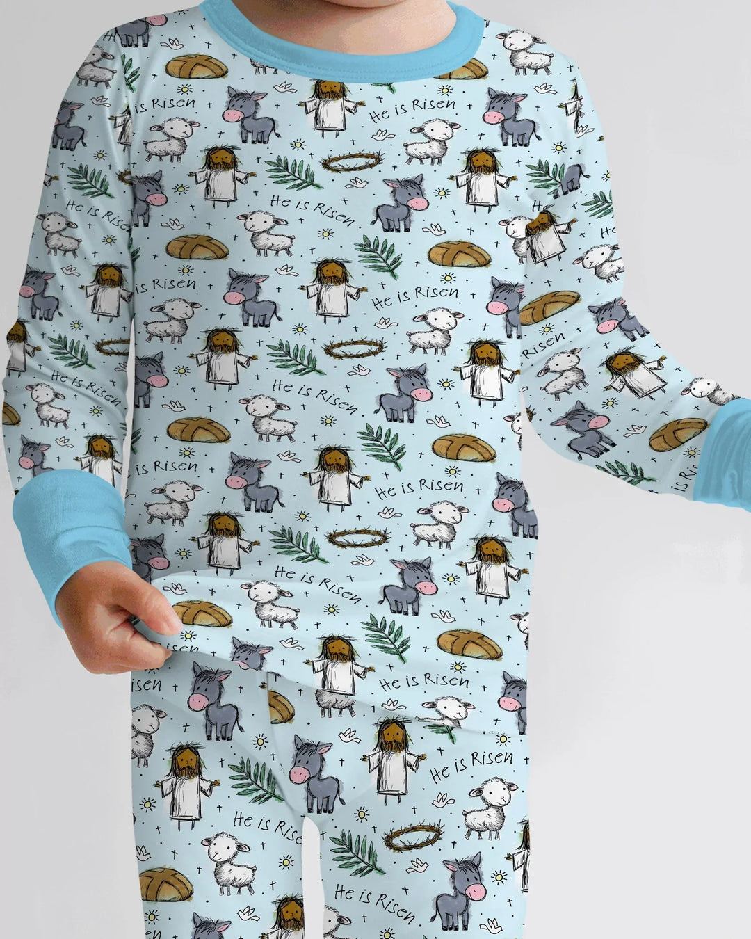He Is Risen Easter Family Matching Bamboo Two Piece Long Sleeve Pajama Set