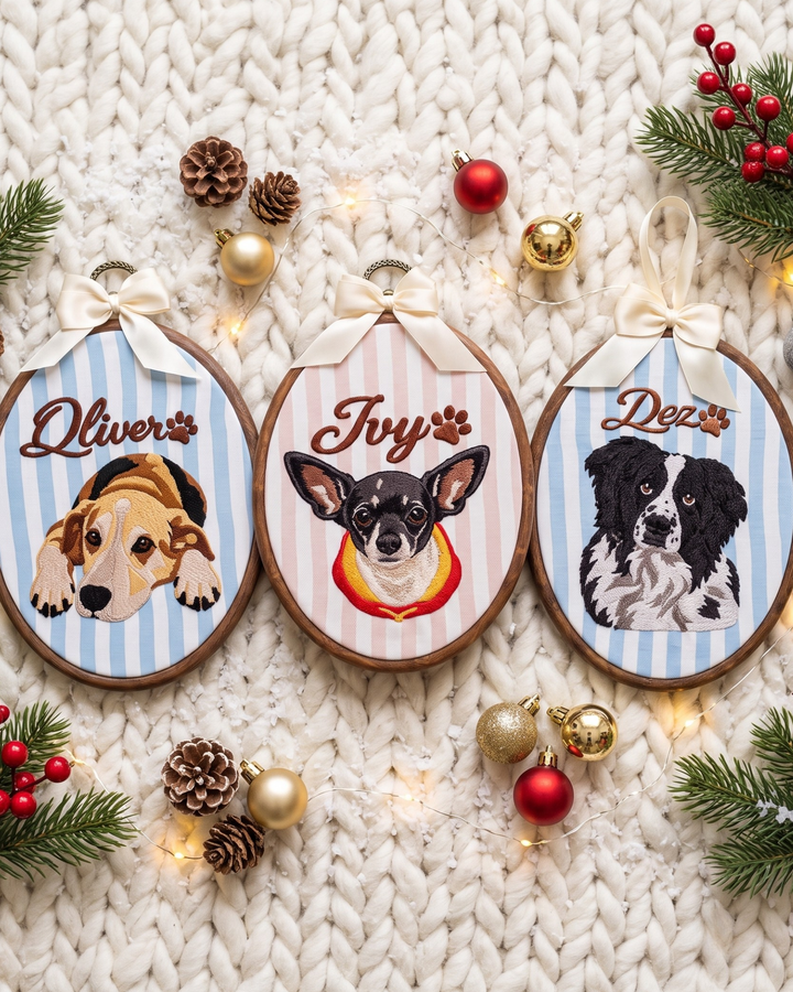 Memorial Pet Face Embroidered Custom Hoop