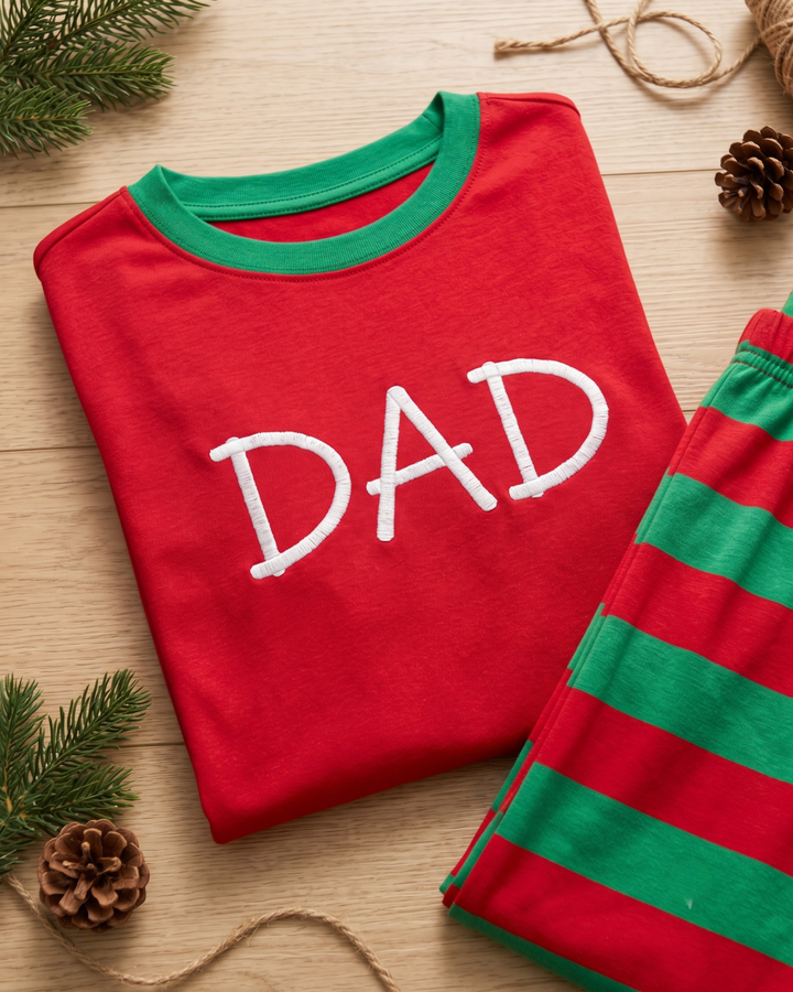Merry & Bright Family Christmas Embroidered Bamboo Men's Pajama Set
