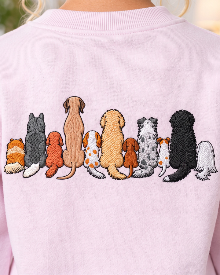 Cute Dog Breeds Embroidered Bamboo Crewneck Sweatshirt
