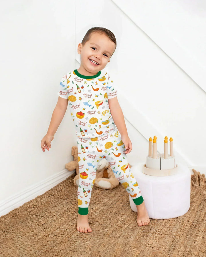 Shanah Tovah Family Matching Bamboo Two Piece Short Sleeve Pajama Set