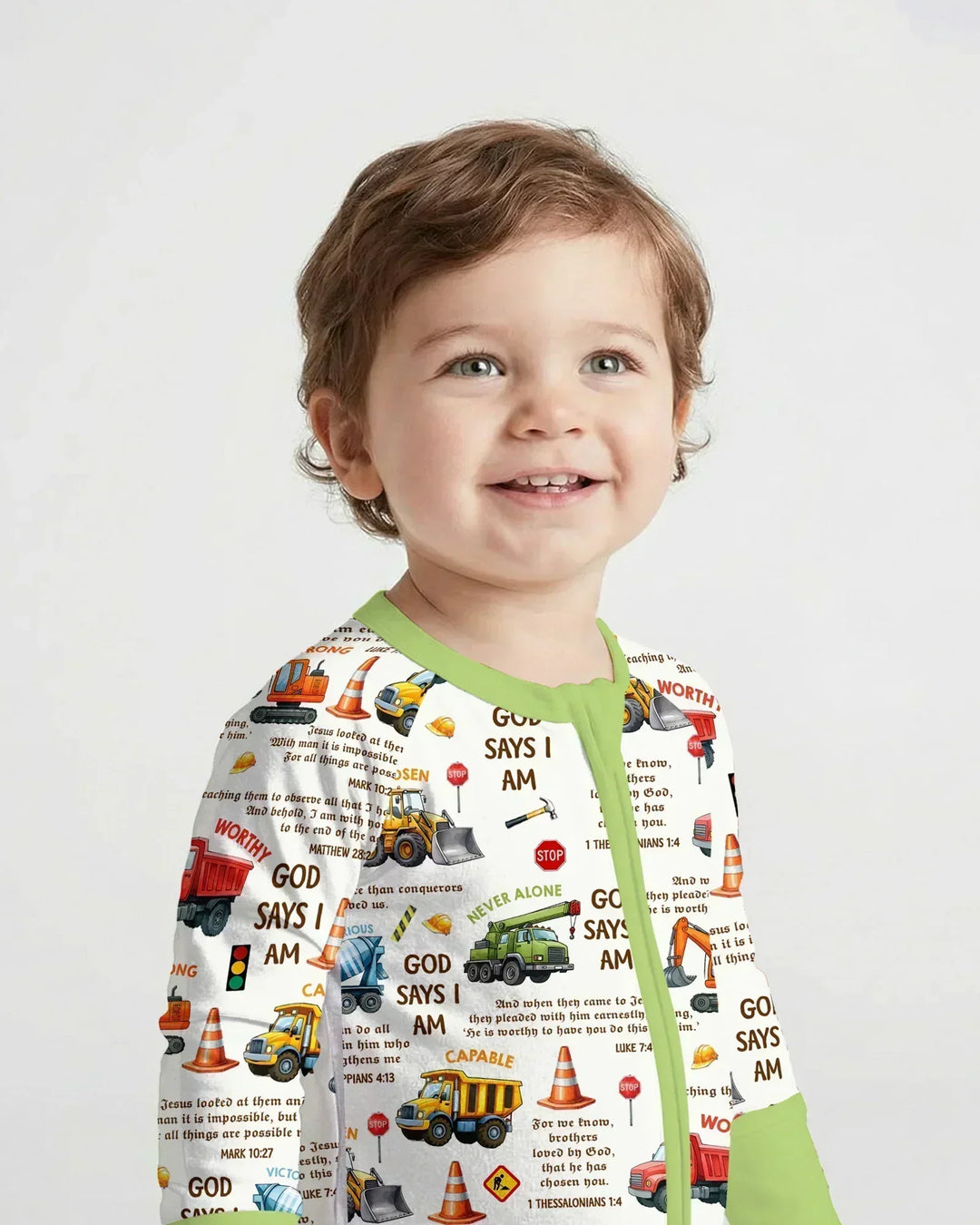 Bible Verse Construction Trucks Bamboo Convertible Zippy