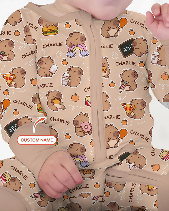 Custom Name Cute Capybara Bamboo Convertible Zippy