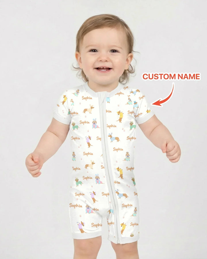 Custom Name Easter Dachshund Bamboo Shorty Zippy