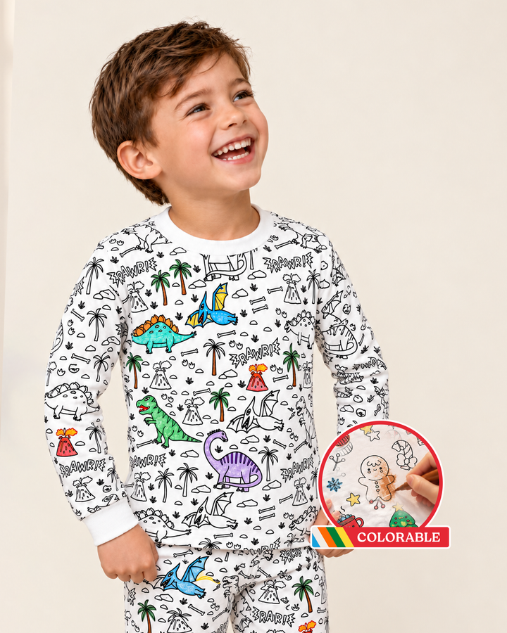 Jurassic Playground Colorable Bamboo Two Piece Pyjamas Set