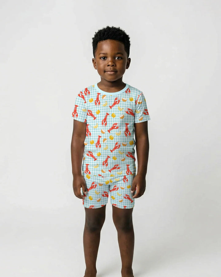 Preppy Crawfish Season Bamboo Two Piece Short Sleeve Shorts Pajama Set