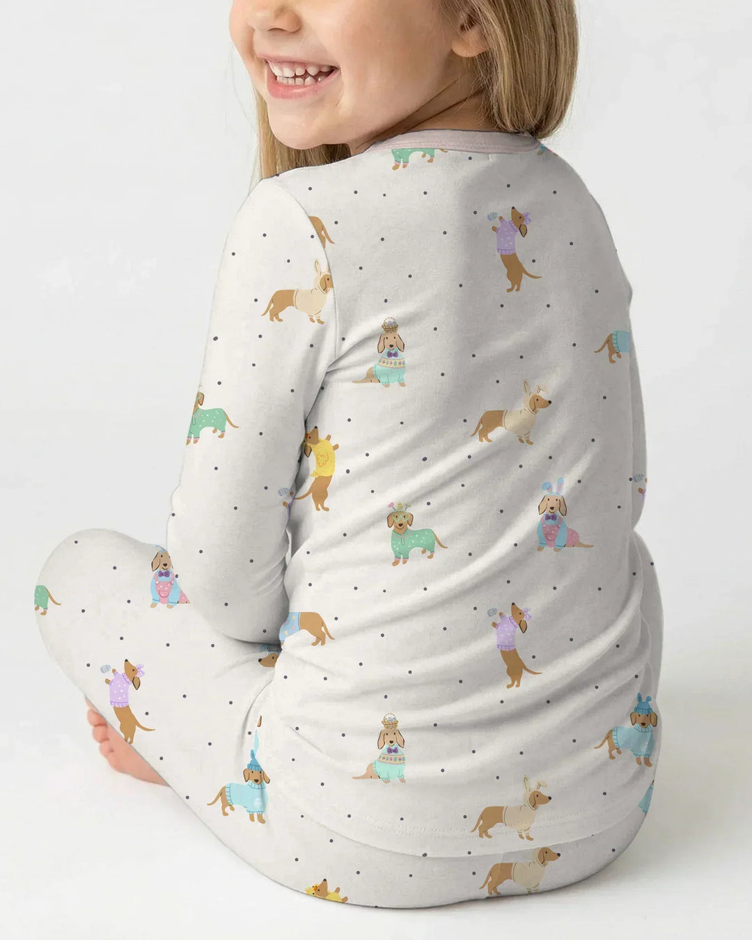 Easter Dachshund Bamboo Two Piece Long Sleeve Pajama Set