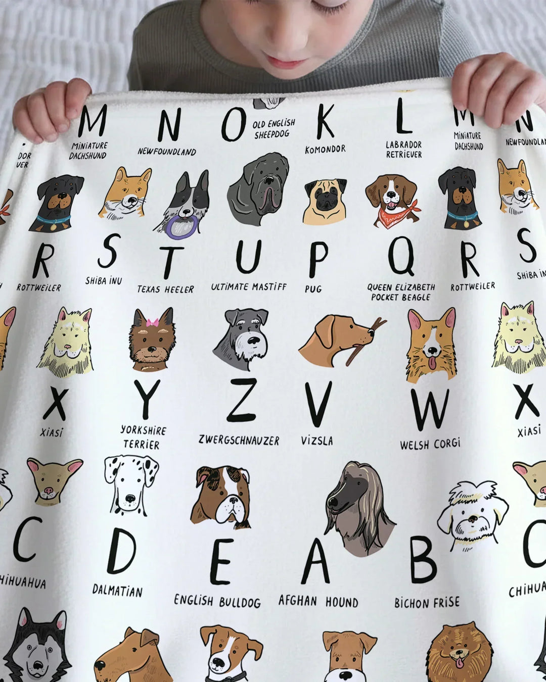 Funny Dogs Alphabet Bamboo Blanket