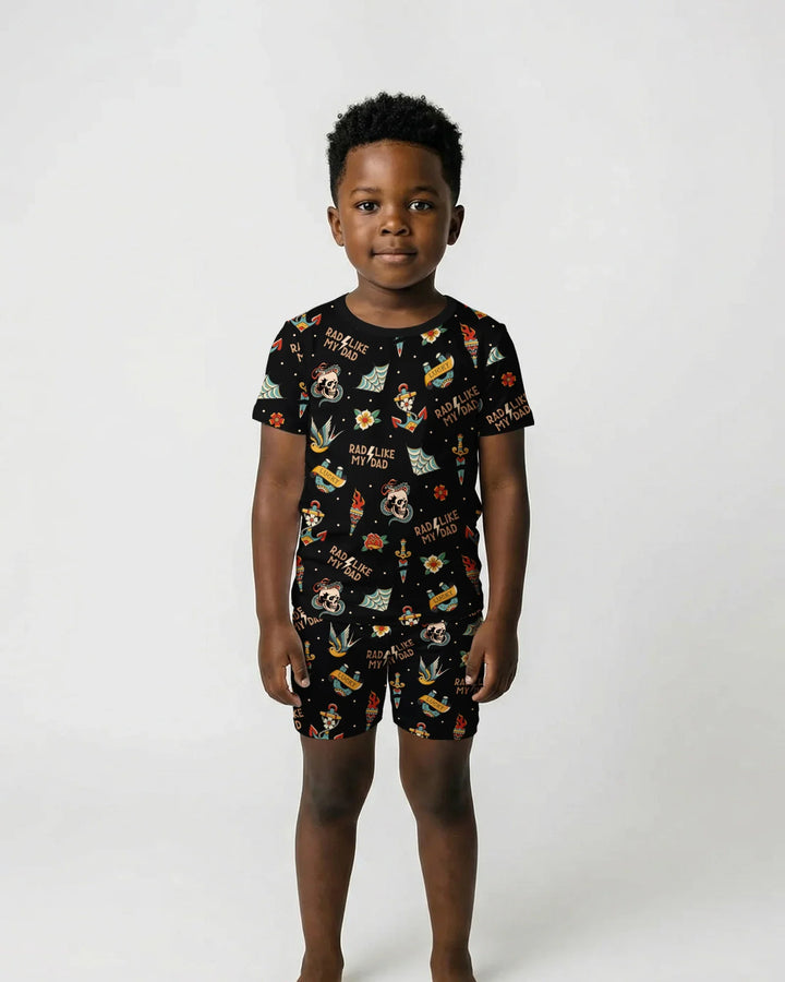 Rad Dad Society Daddy & Me Matching Bamboo Two Piece Short Sleeve Shorts Pajama Set