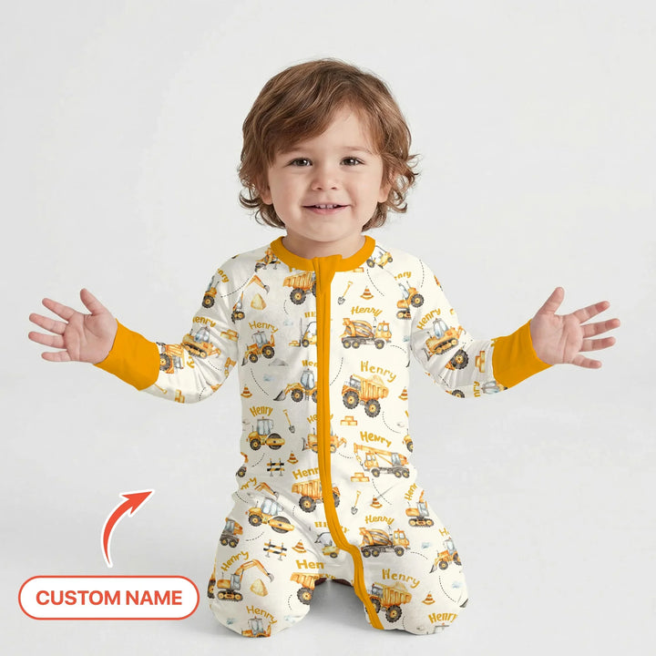 Constructions Machines Custom Name Bamboo Convertible Zippy
