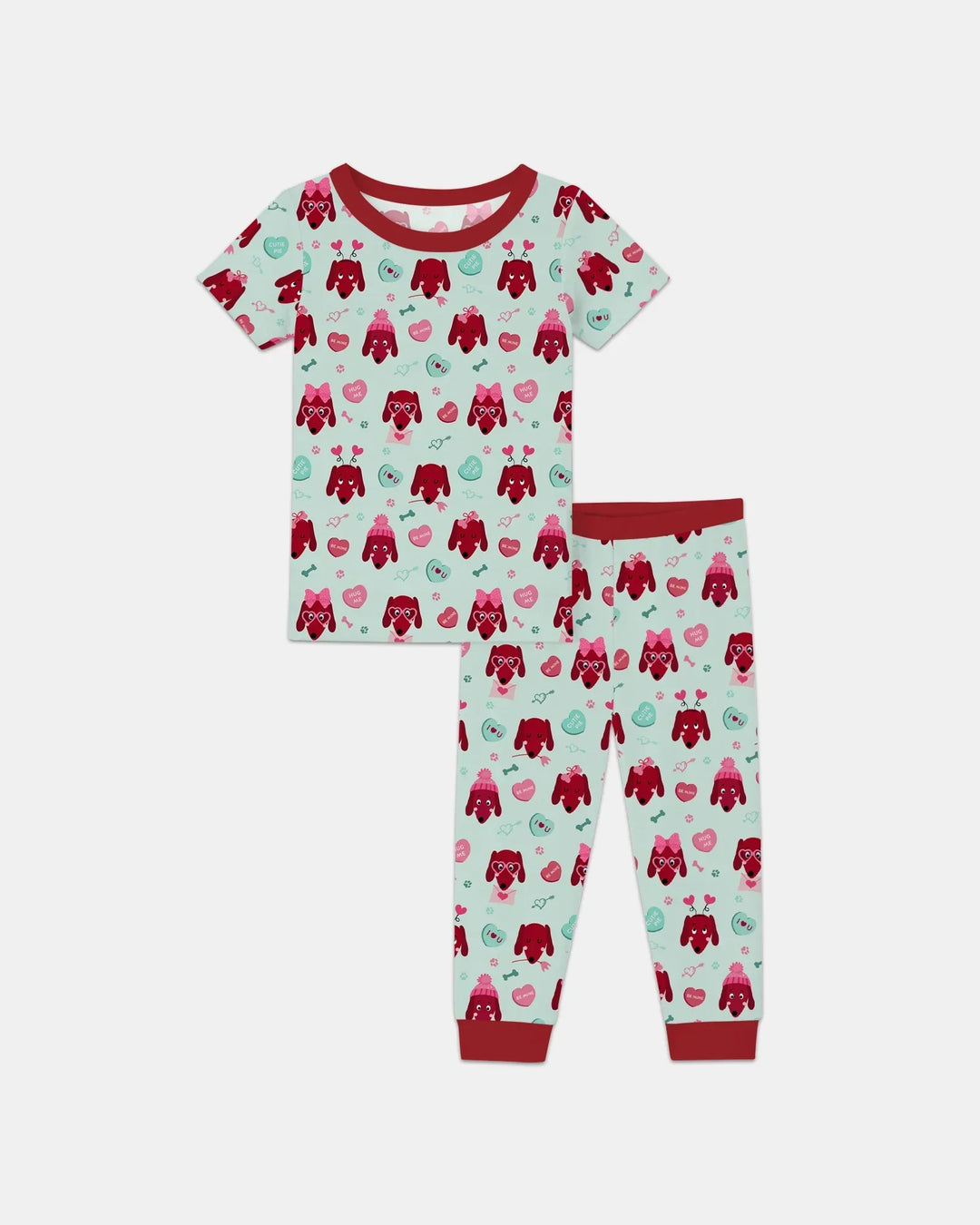 Dachshund Is My Valentine Bamboo Two Piece Short Sleeve Pajama Set