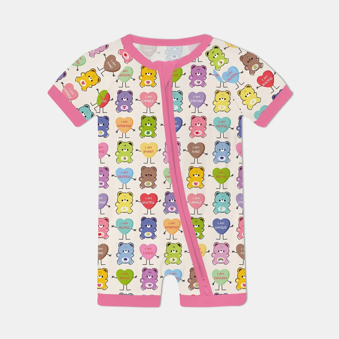 Rainbow Bears Affirmation Bamboo Shorty Zippy