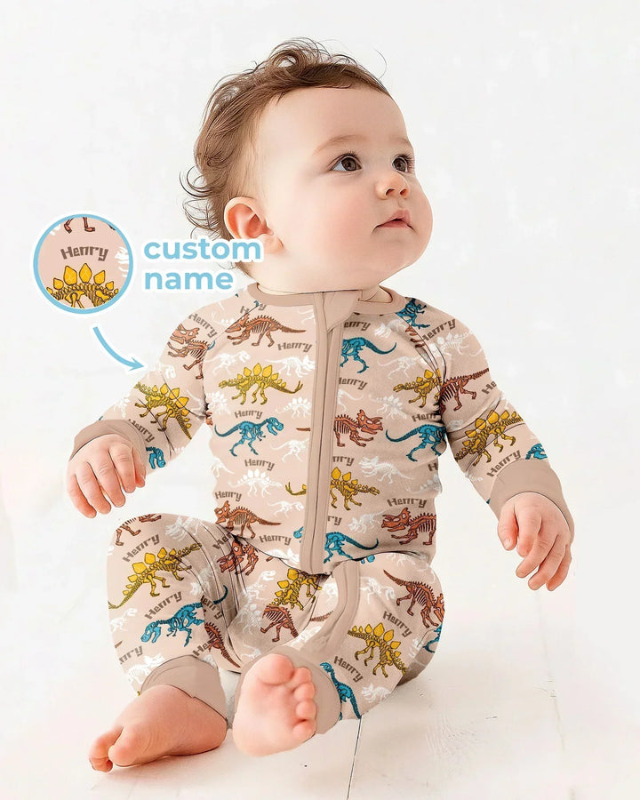 Dino Bones Parade Custom Name Bamboo Convertible Zippy