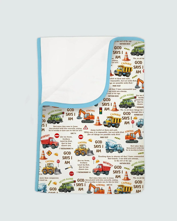 Bible Verse Construction Trucks Bamboo Blanket