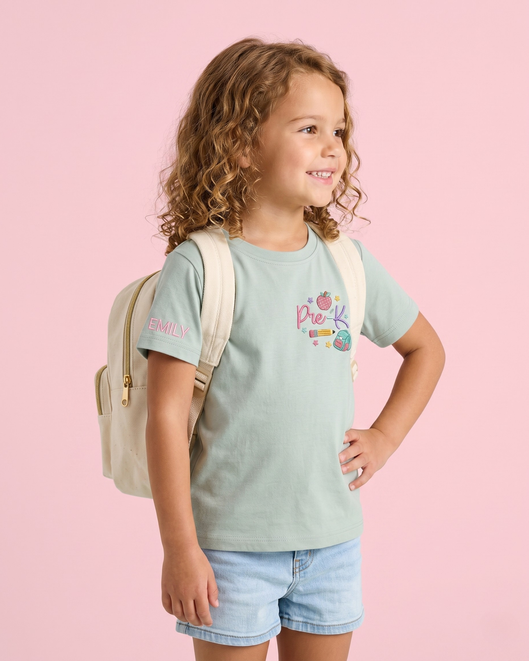 Custom Name Pre-K Embroidered Bamboo Crewneck T-Shirt