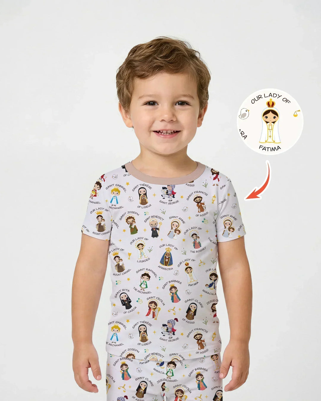 Pray For Us Family Matching Bamboo Two Piece Short Sleeve Shorts Pajama Set