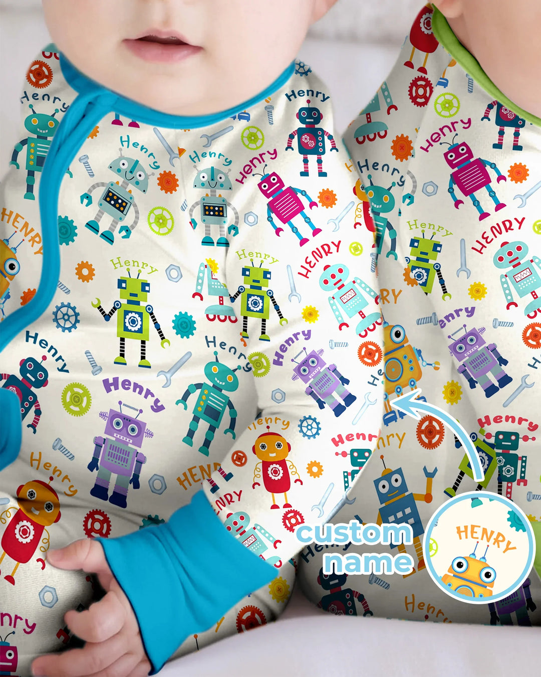 Robo Buddy Squad Custom Name Bamboo Convertible Zippy
