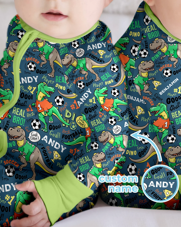 Custom Name Dino Soccer Bamboo Convertible Zippy