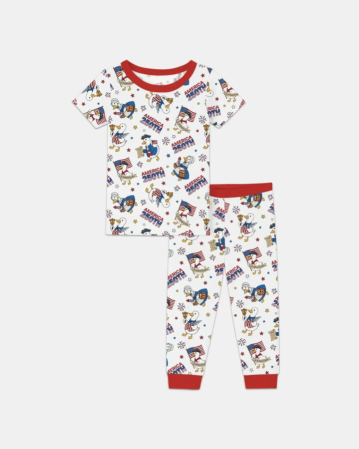 Patriotic Goose Celebrating 250 Years Bamboo Two Piece Short Sleeve Pajama Set
