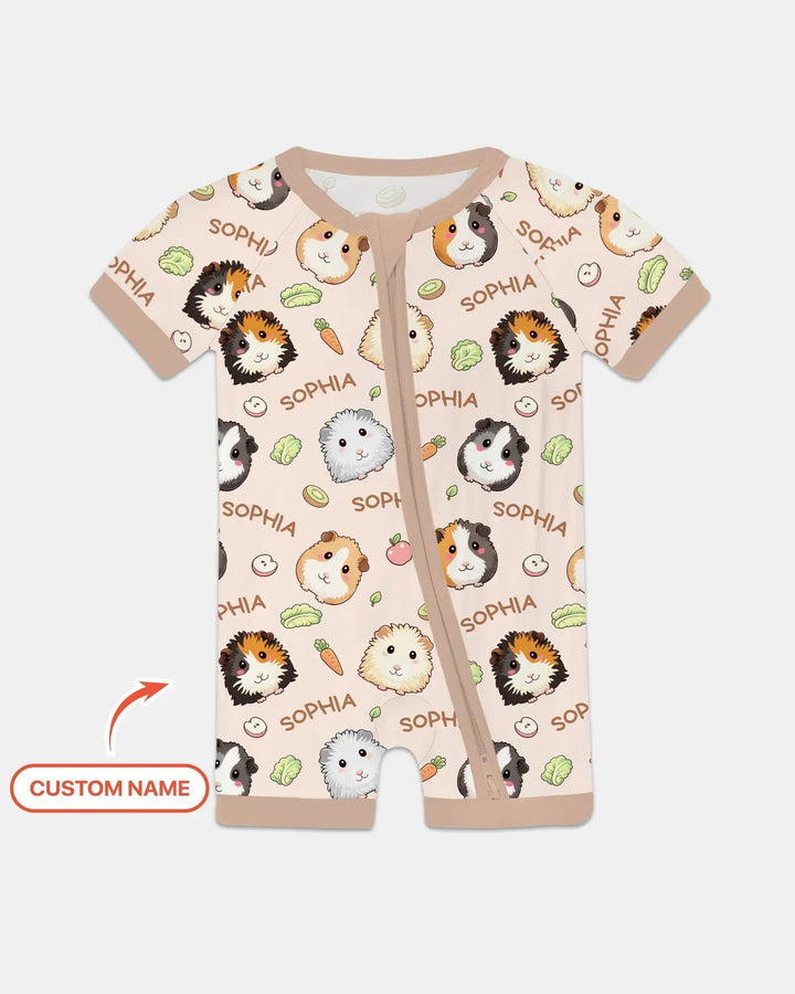 Custom Name Cute Guinea Pigs Bamboo Shorty Zippy