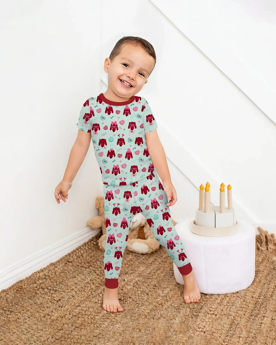 Dachshund Is My Valentine Bamboo Two Piece Short Sleeve Pajama Set