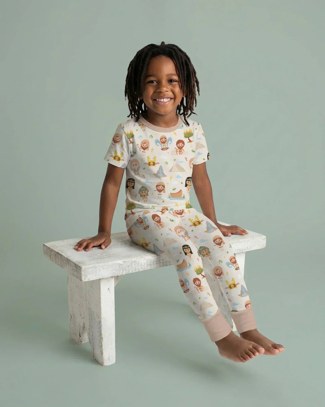 Moses Story Bamboo Two Piece Short Sleeve Pajama Set