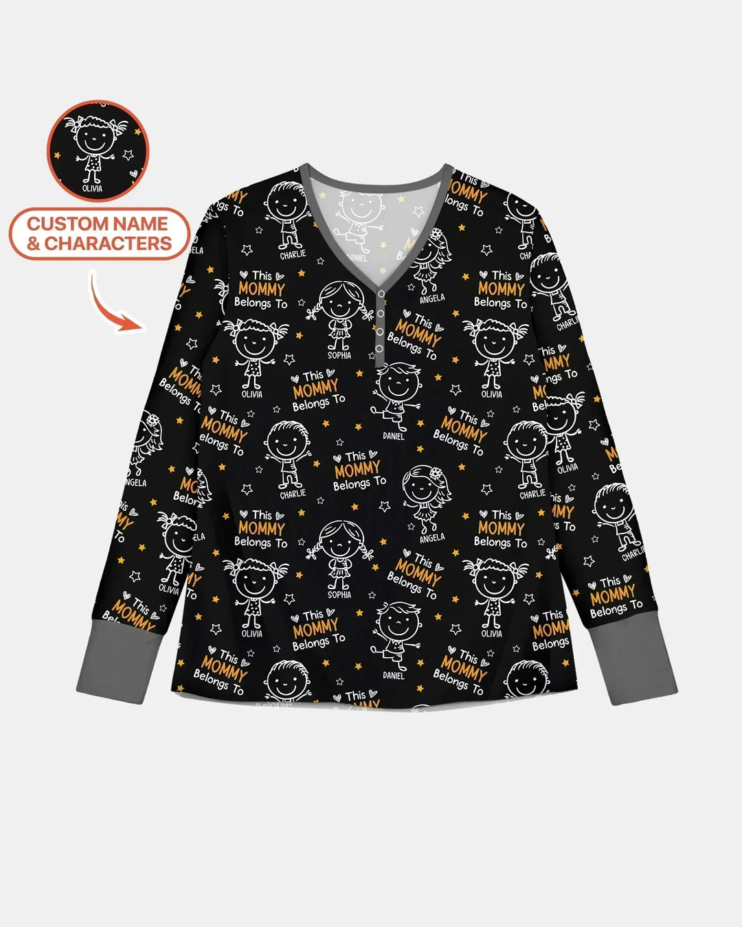 Custom Name "This Mommy Belongs To" Doodle Bamboo Women Pajama Set