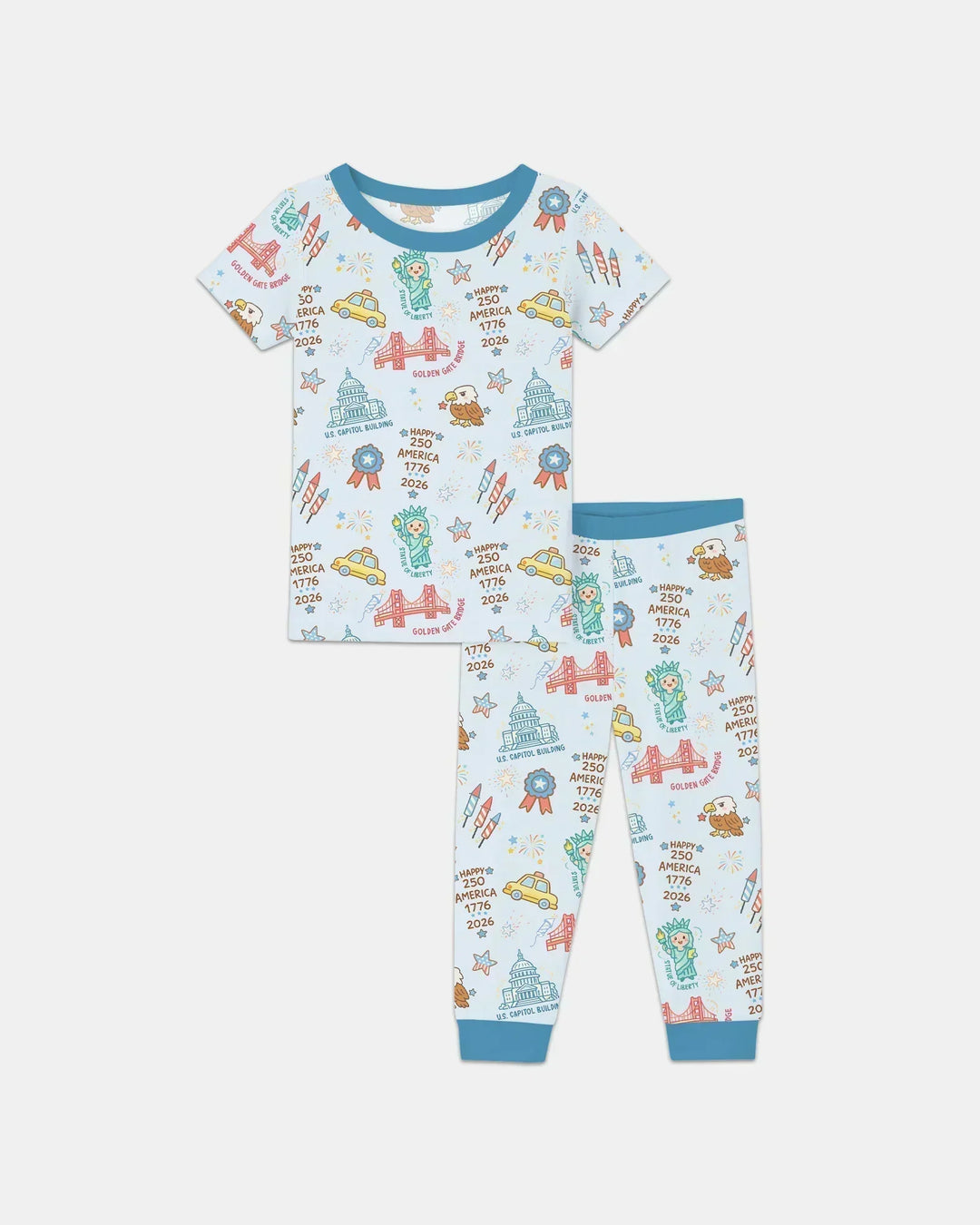 250 Years Of Freedom Bamboo Two Piece Short Sleeve Pajama Set