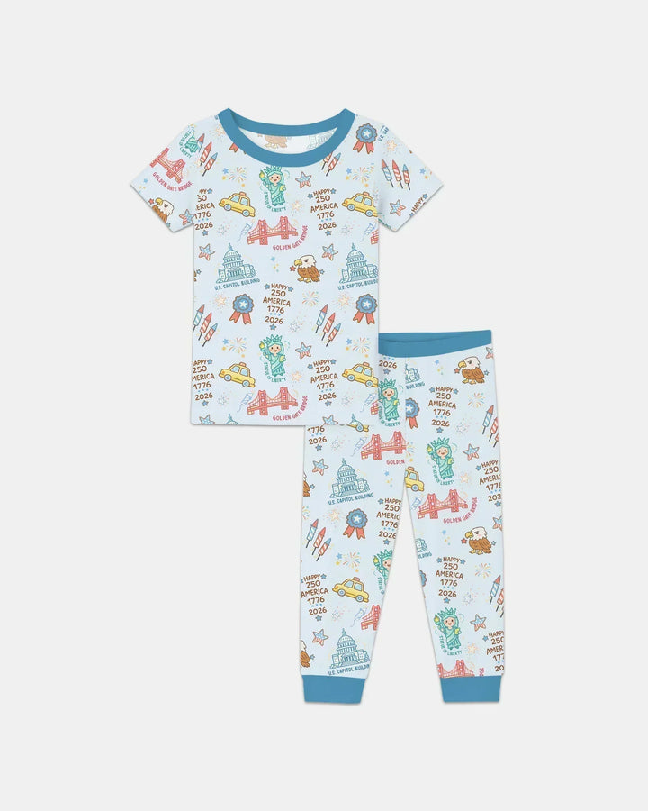 250 Years Of Freedom Bamboo Two Piece Short Sleeve Pajama Set