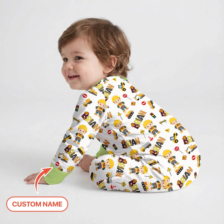 Custom Name Doodle Little Builder Bamboo Convertible Zippy