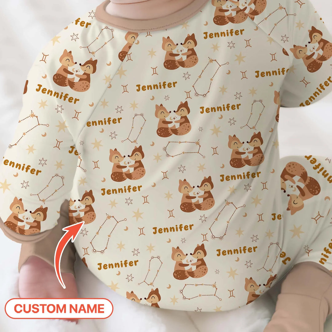 Bohemian Baby Zodiac Signs Custom Name Bamboo Convertible Zippy