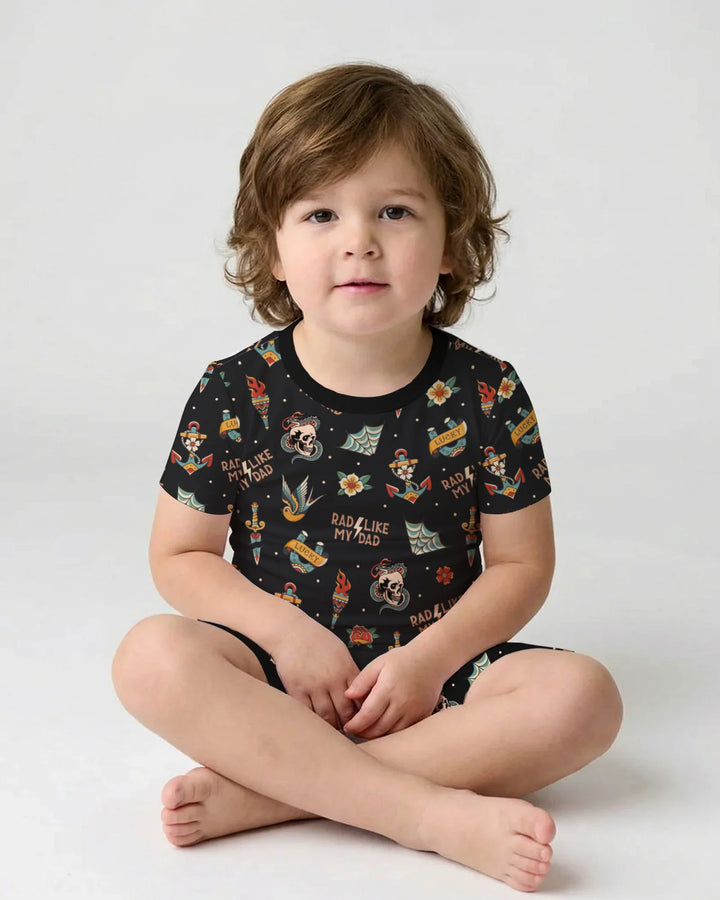Rad Dad Society Daddy & Me Matching Bamboo Two Piece Short Sleeve Shorts Pajama Set