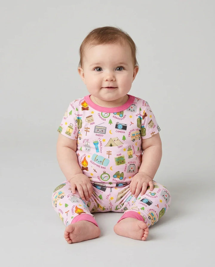 Little Camp Adventure Family Matching Two Piece Short Sleeve Pajama Set