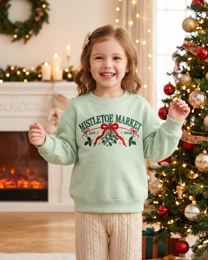 Mistletoe Market Embroidered Bamboo Crewneck Sweatshirt