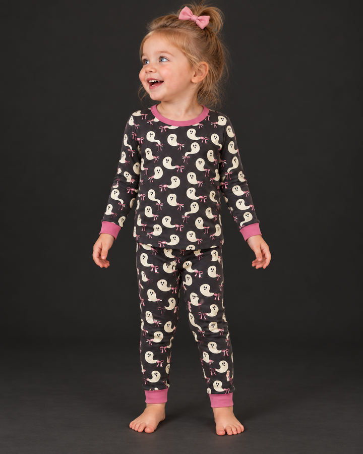 Little Ghosts Bamboo Two Piece Long Sleeve Pyjamas Set For Halloween