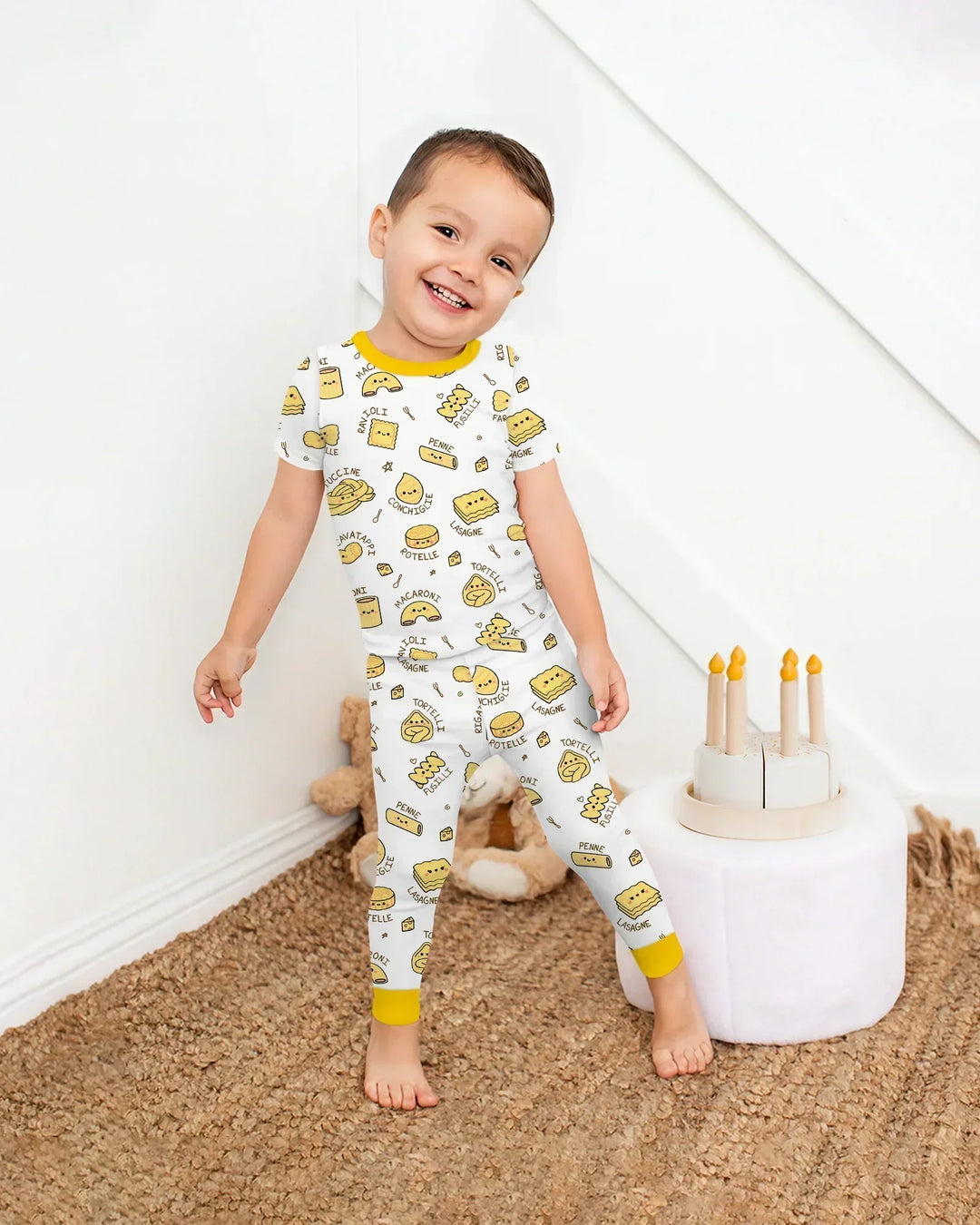 Kawaii Pasta Bamboo Two Piece Short Sleeve Pajama Set