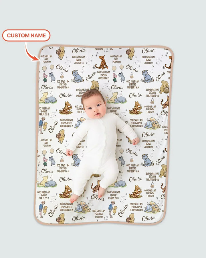 Custom Name God Says I Am Classic Bear Bamboo Blanket