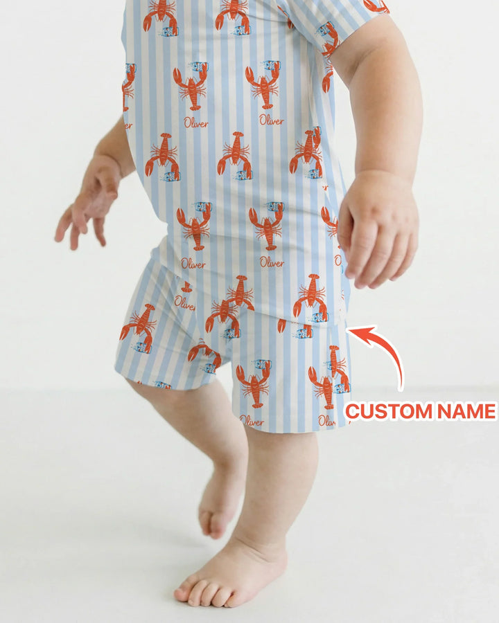 Custom Name Crawfish Beer Season Bamboo Two Piece Short Sleeve Shorts Pajama Set